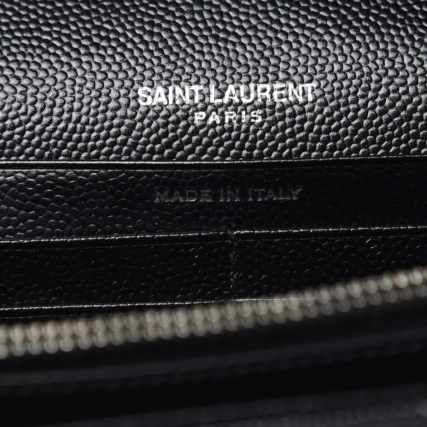 Saint Laurent Grain De Poudre Matelasse Chevron Monogram Chain Wallet Black 6 of 10