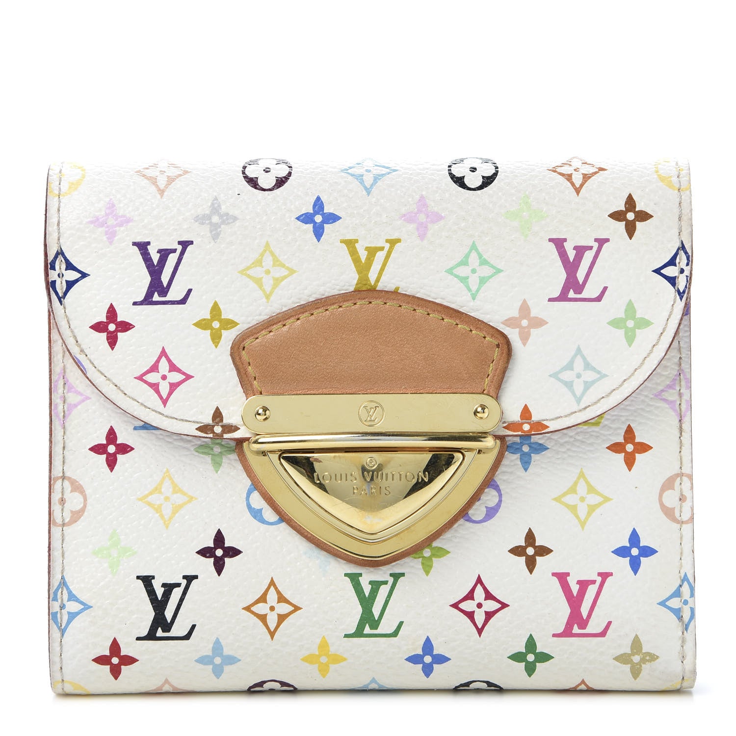 Louis Vuitton Monogram Multicolor Joey Wallet White Litchi 1 of 8