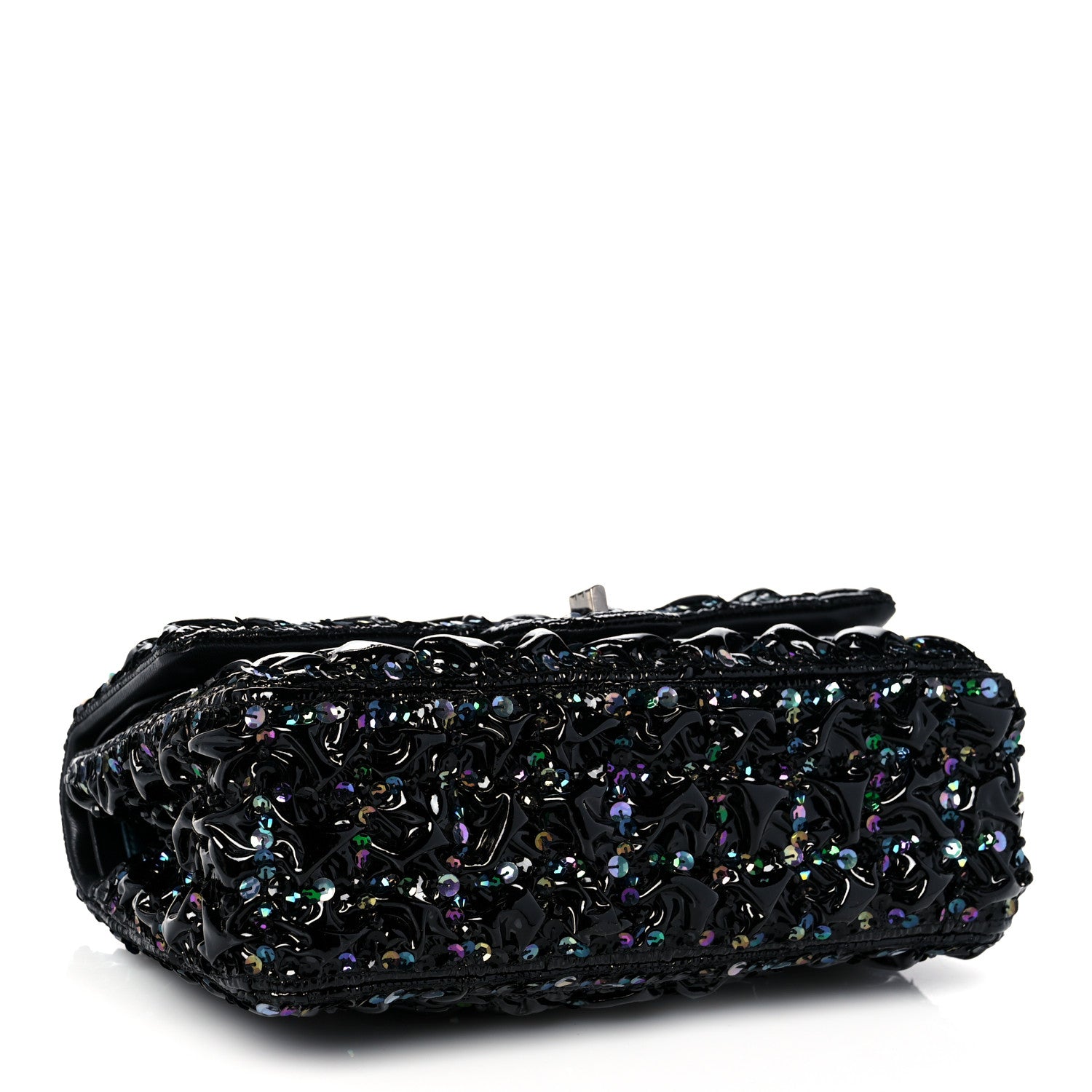 Chanel Patent Sequin Crystal Ruched 2.55 Reissue 225 Flap Black 4 of 10