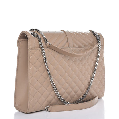 Saint Laurent Grain De Poudre Large Tri-Quilt Monogram Satchel Dark Beige 3 of 8
