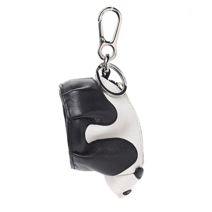 Loewe Calfskin Panda Coin Pouch Bag Charm Key Holder Black White 1 of 5