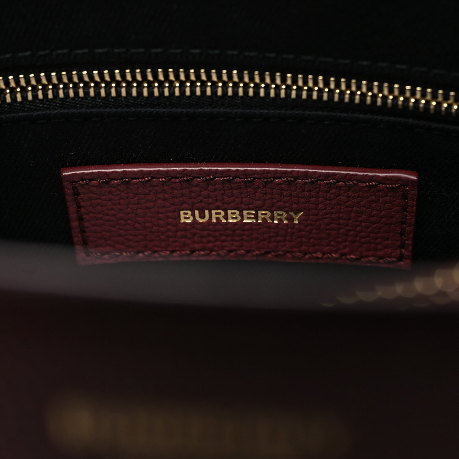 Burberry Grainy Calfskin House Check Medium Banner Tote Crimson 7 of 10