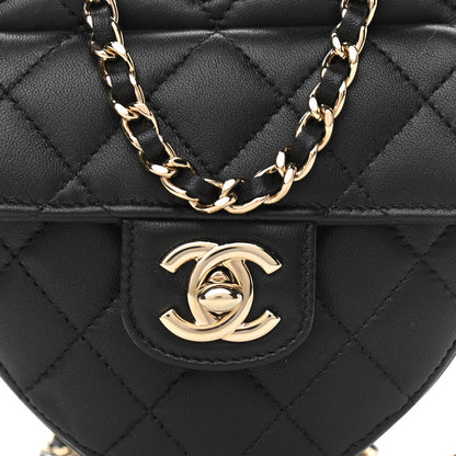 Chanel Lambskin Quilted CC In Love Heart Clutch With Chain Black 8 of 10