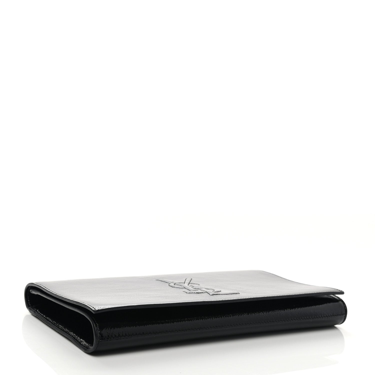 Saint Laurent Textured Patent Monogram Large Belle De Jour Clutch Black 4 of 7