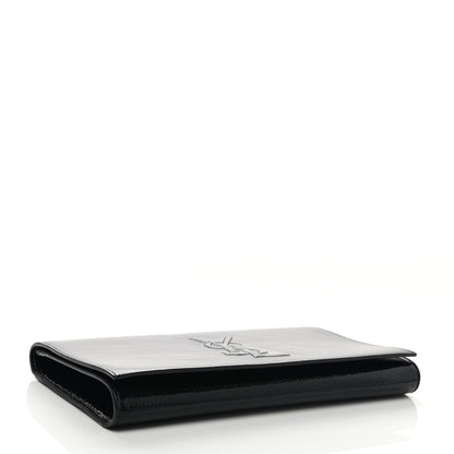 Saint Laurent Textured Patent Monogram Large Belle De Jour Clutch Black 4 of 7