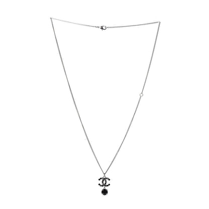 Chanel Ruthenium Crystal CC Drop Necklace Black 2 of 4