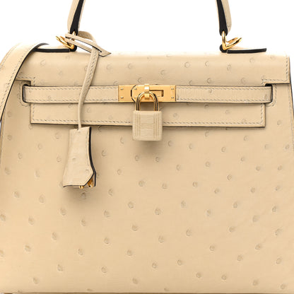 Hermes Ostrich Kelly Sellier 25 Parchemin 7 of 11