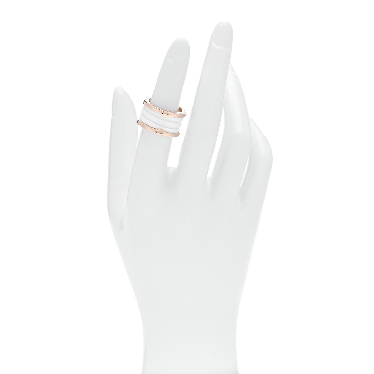 18K Rose Gold White Ceramic B.Zero1 Four-Band Ring 52 6