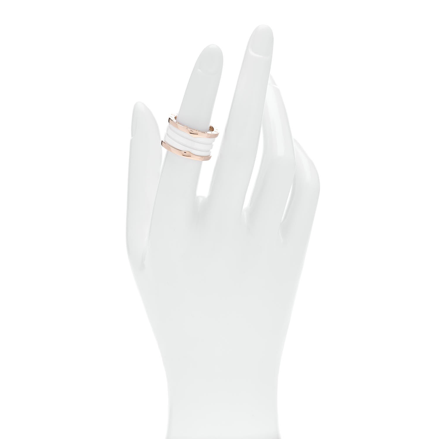 Bulgari 18K Rose Gold White Ceramic B.Zero1 Four-Band Ring 52 6 2 of 5