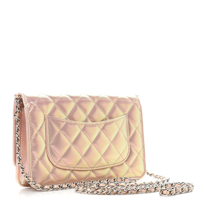 Chanel Iridescent Calfskin Quilted Wallet On Chain WOC Pink 3 of 9