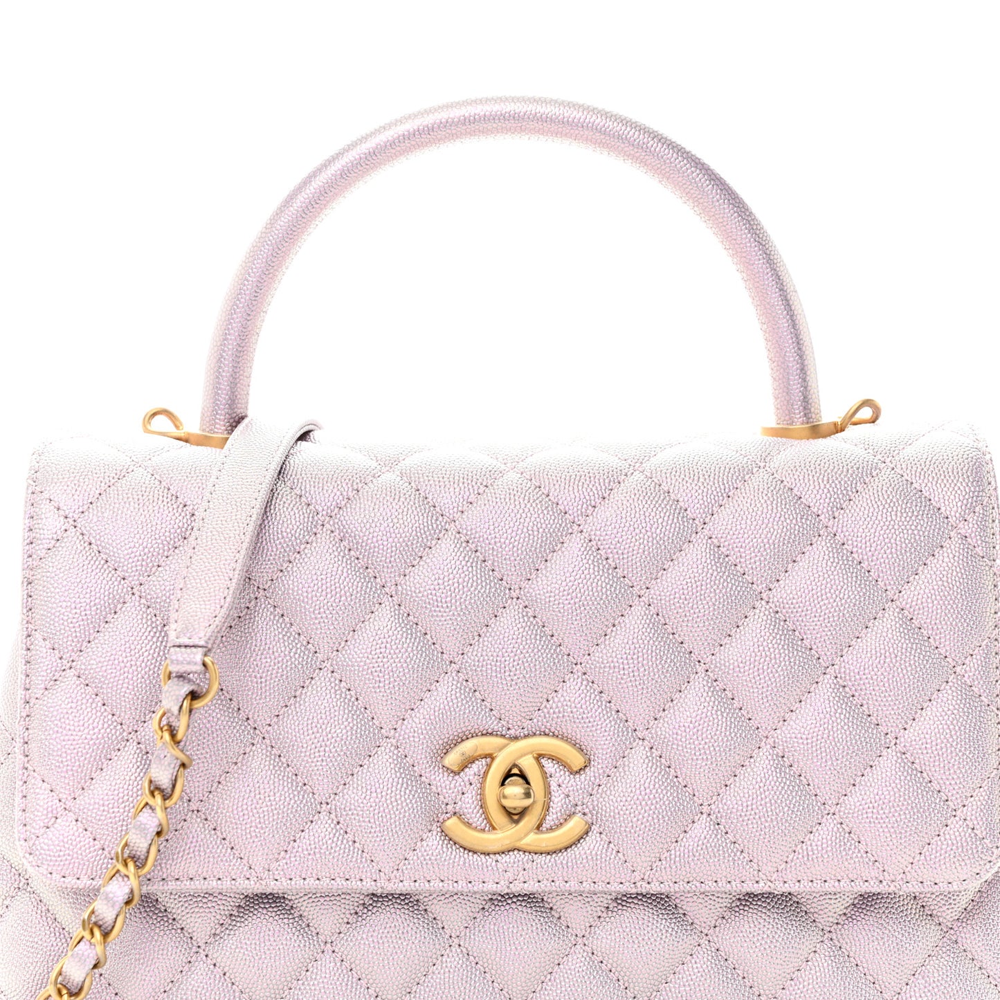 Metallic Caviar Quilted Small Coco Handle Flap Light Pink