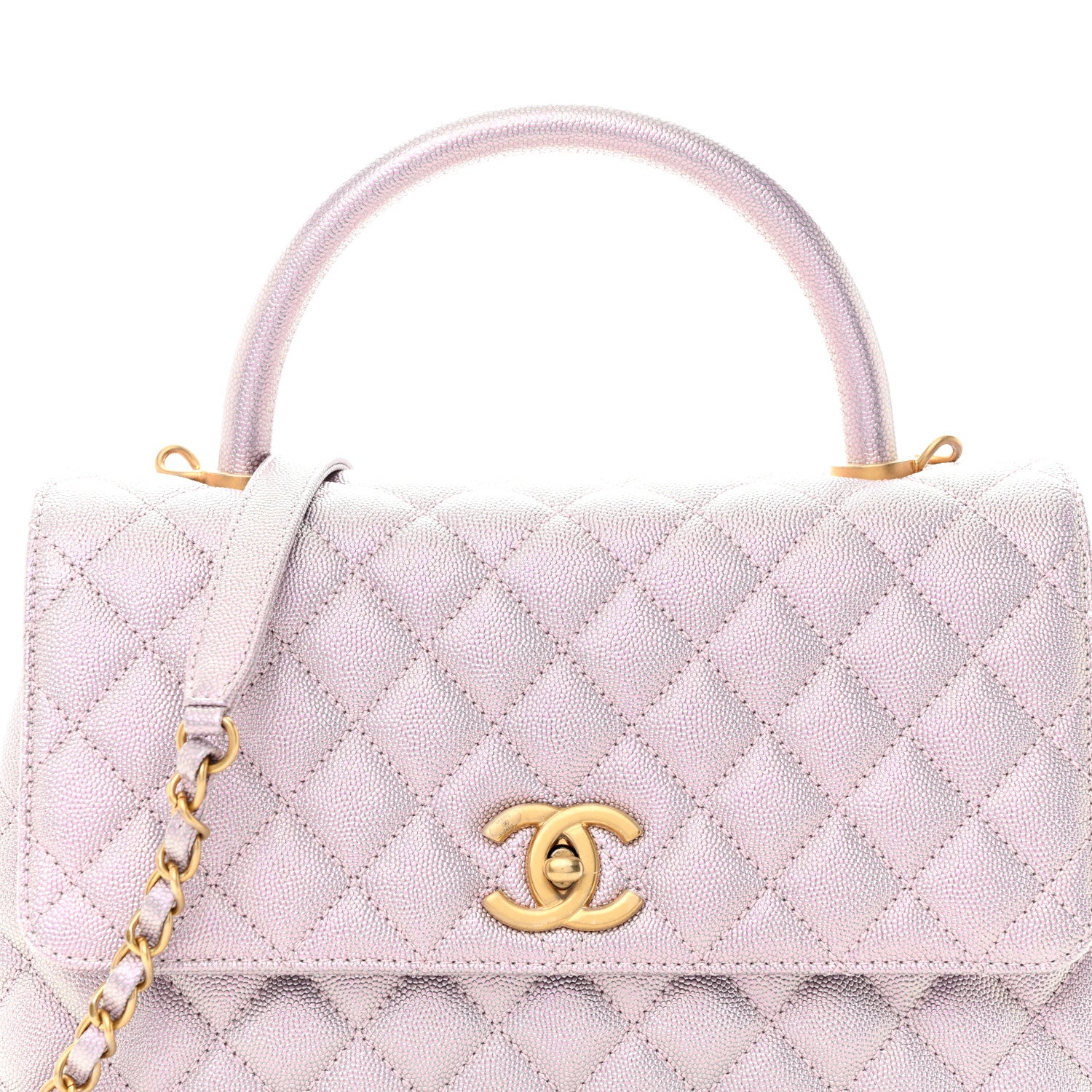 Chanel Metallic Caviar Quilted Small Coco Handle Flap Light Pink 8 of 12