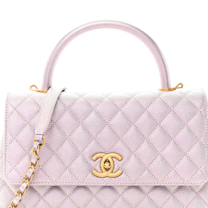Chanel Metallic Caviar Quilted Small Coco Handle Flap Light Pink 8 of 12