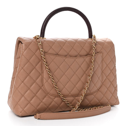 Chanel Caviar Lizard Quilted Medium Coco Handle Flap Beige 2 of 4