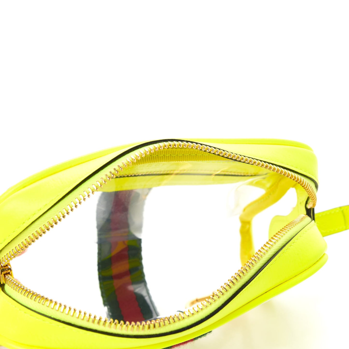 Vinyl Web Mini Ophidia Transparent Shoulder Bag Yellow Fluo
