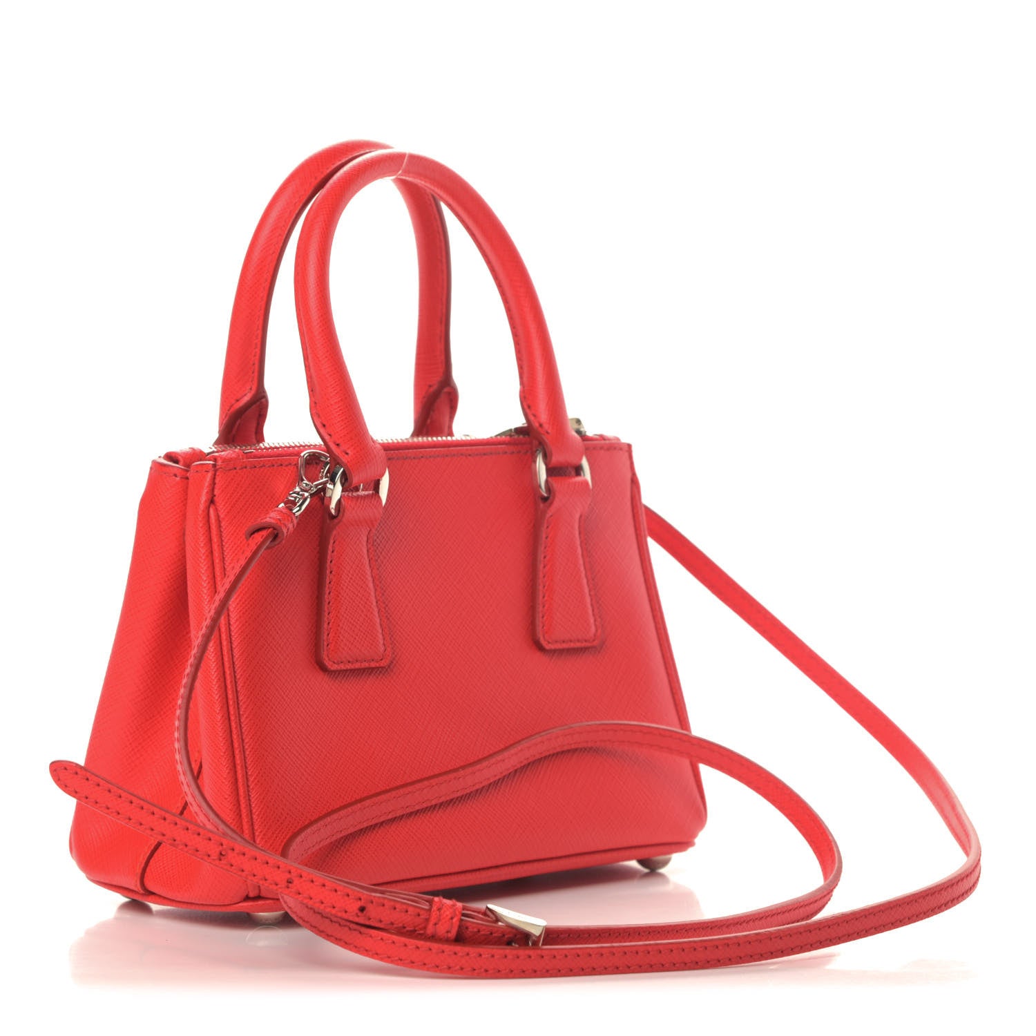 Prada Saffiano Mini Galleria Double Zip Crossbody Lacca 2 of 4