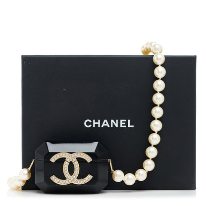 Chanel Resin Crystal Pearl Airpods Pro Holder Necklace Black Pearly White 7 of 7