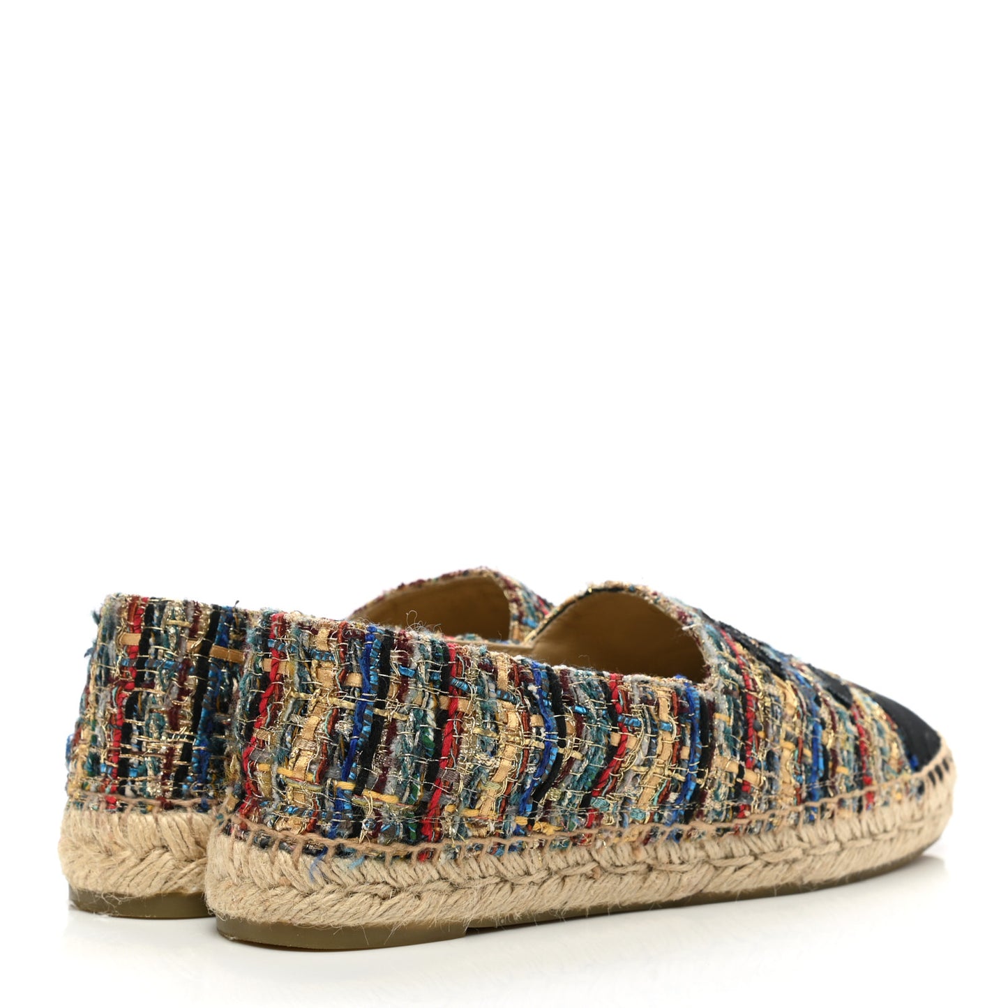 Tweed Grosgrain CC Espadrilles 39 Multicolor Black