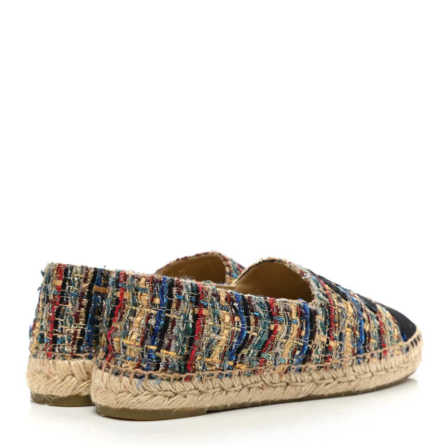 Chanel Tweed Grosgrain CC Espadrilles 39 Multicolor Black 4 of 12