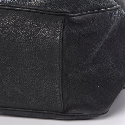 Saint Laurent Nubuck Crocodile Embossed Large Roady Hobo Black Gold 8 of 12