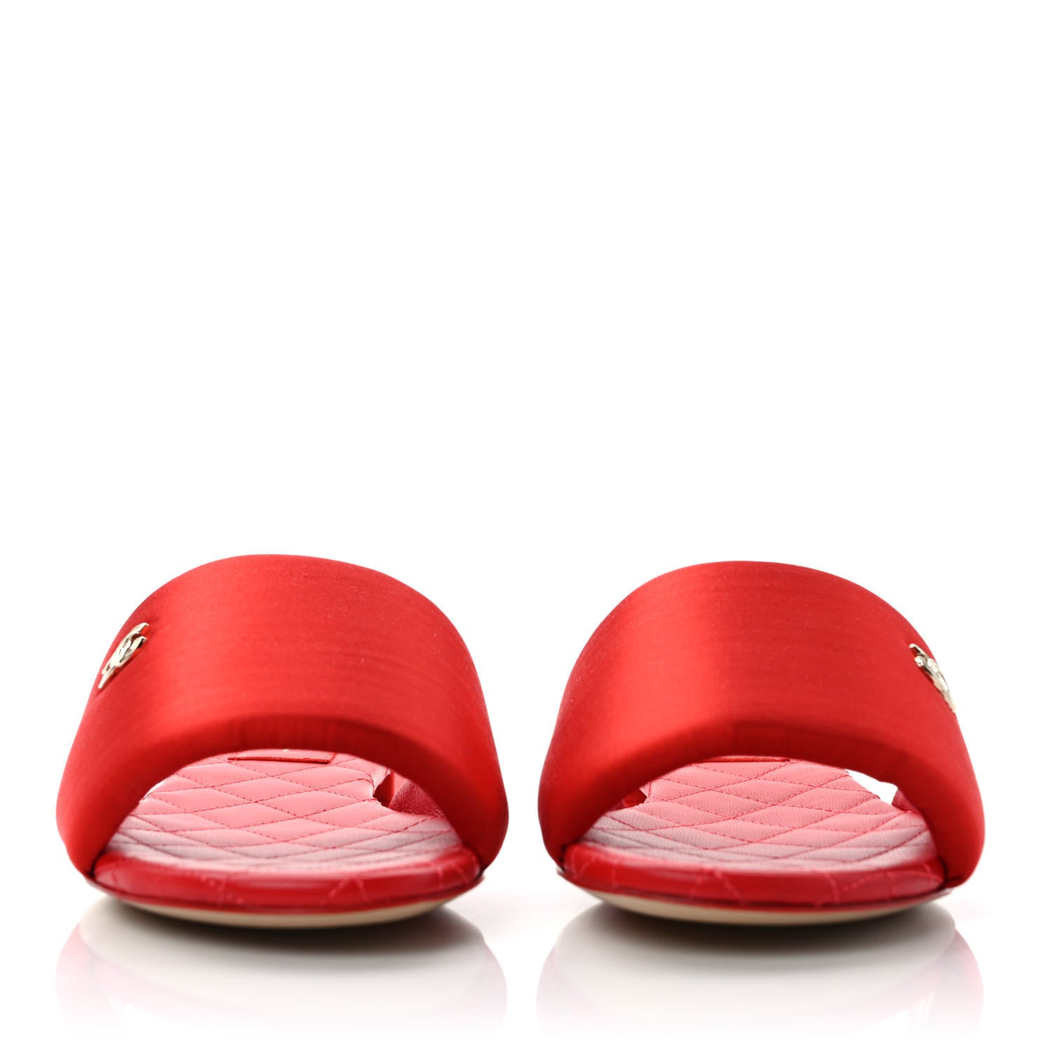 Chanel Satin Mule Sandals 37 Red 2 of 8