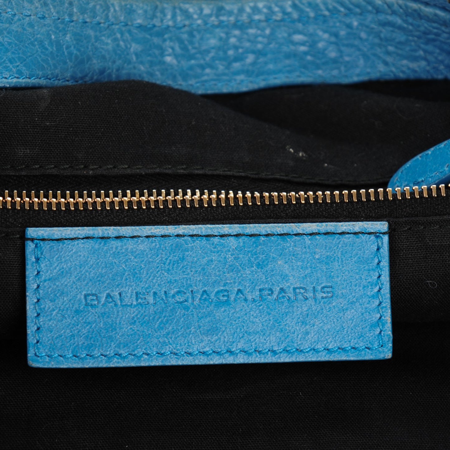 Agneau Giant 12 Rose Gold Hardware Work Bleu Indigo