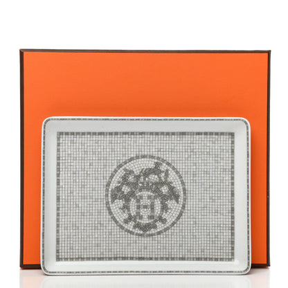 Hermes Porcelain Mosaique Au 24 Sushi Plate Platine 8 of 8
