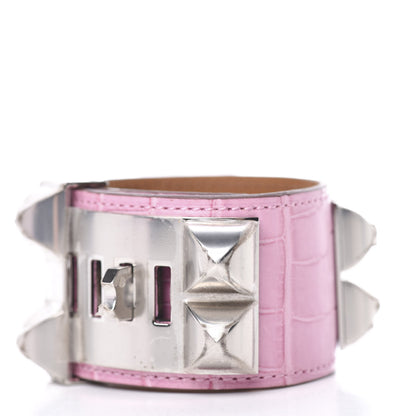 Hermes Matte Alligator Collier De Chien CDC Bracelet T2 5P Pink 2 of 6