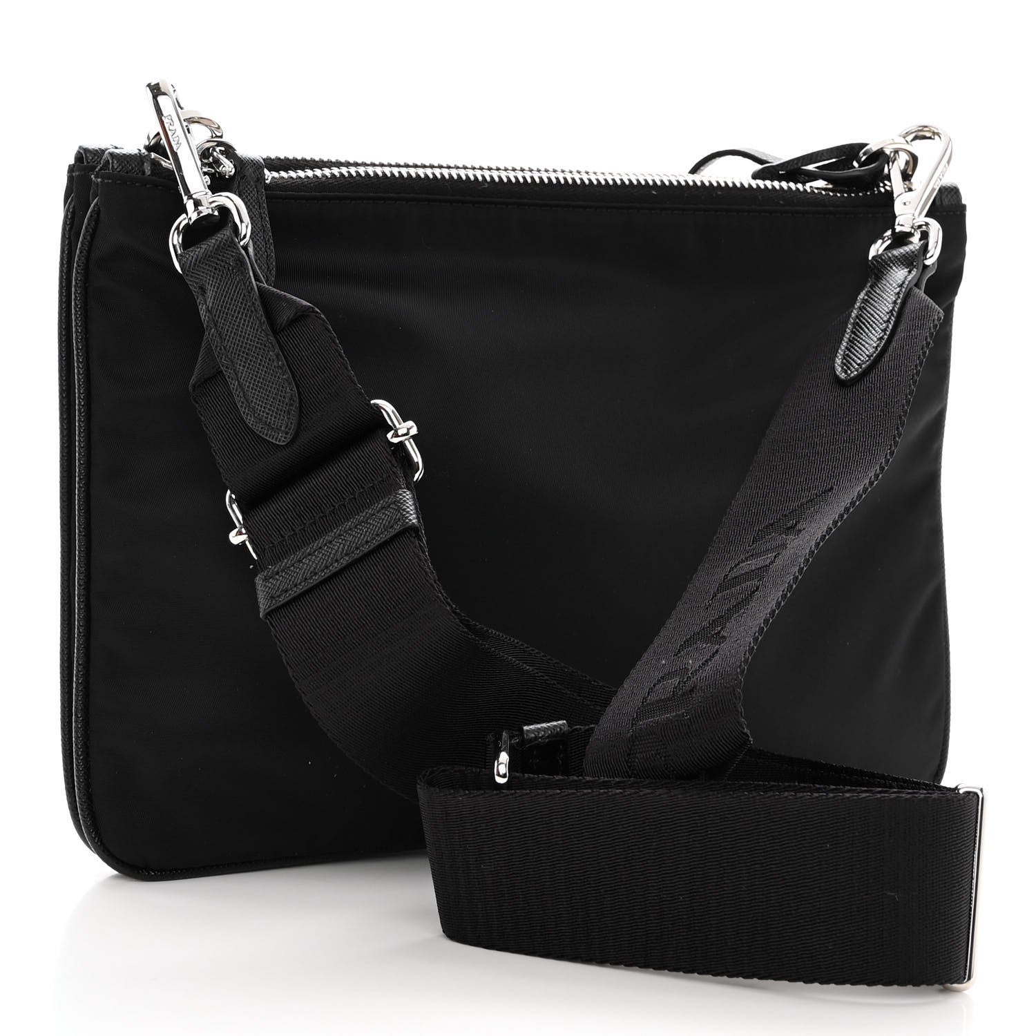 Prada Re-Nylon Saffiano Re-Edition 2000 Double Zip Crossbody Bag Black 2 of 10