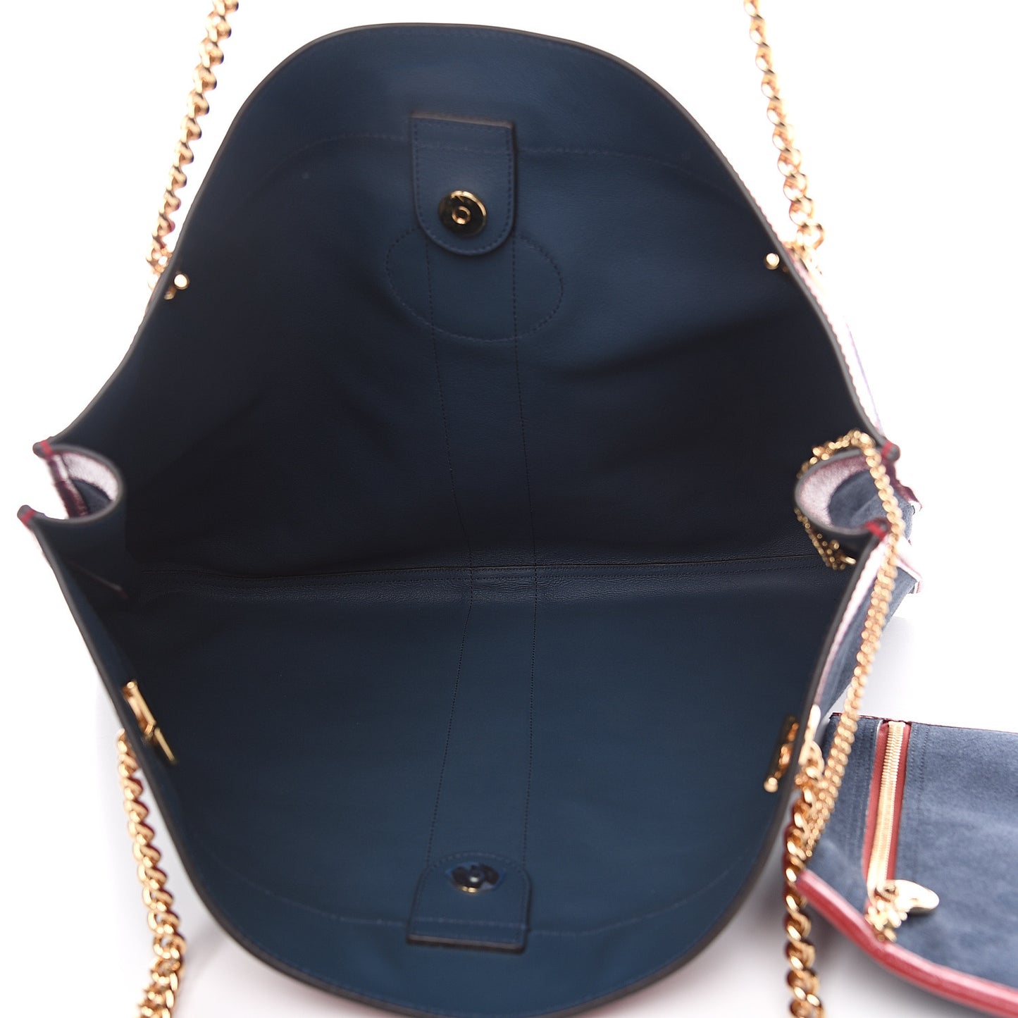 Suede Calfskin Large Rajah Chain Tote New Blue Romantic Cherry