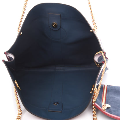 Gucci Suede Calfskin Large Rajah Chain Tote New Blue Romantic Cherry 4 of 10