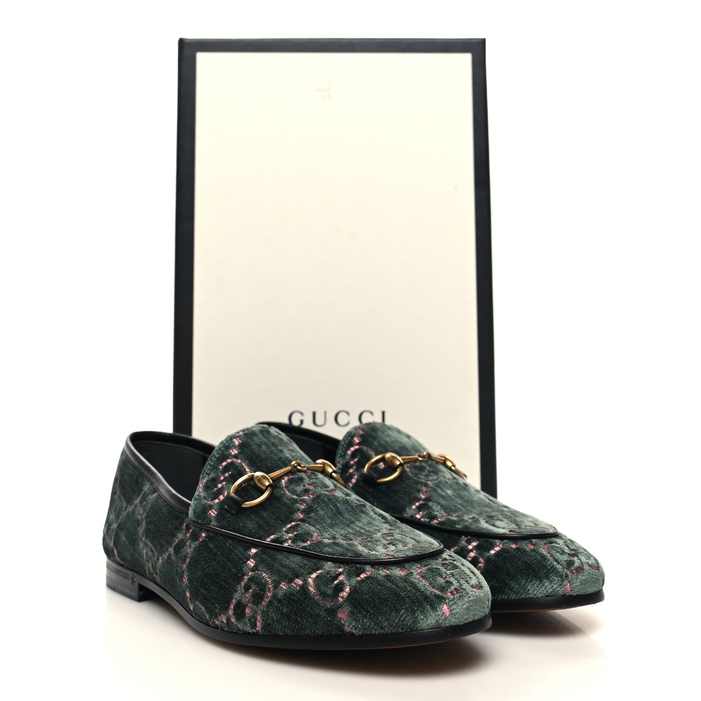 Velvet Malaga Kid GG Monogram Horsebit Womens Jordaan Loafers 37 Avio Dusty Pink Black