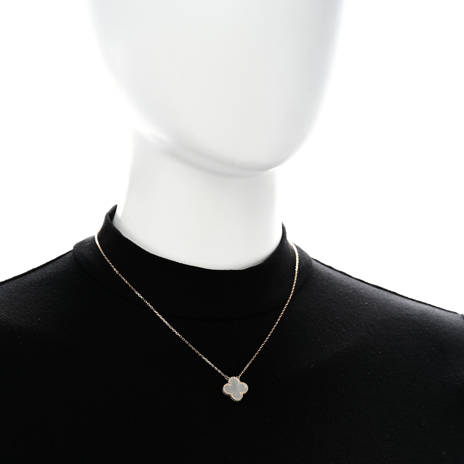 Van Cleef & Arpels 18K Yellow Gold Mother of Pearl Vintage Alhambra Pendant Necklace 2 of 6