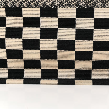 Christian Dior Canvas Embroidered Checkered Book Tote Black White 14 of 21