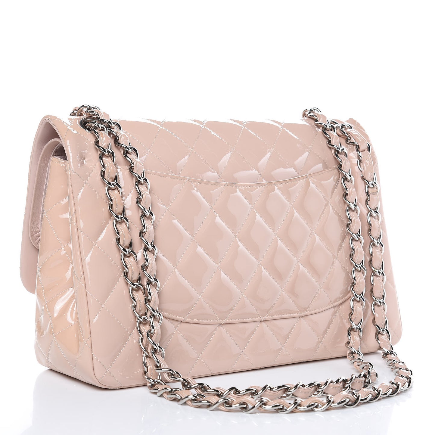 Patent Quilted Jumbo Double Flap Light Pink