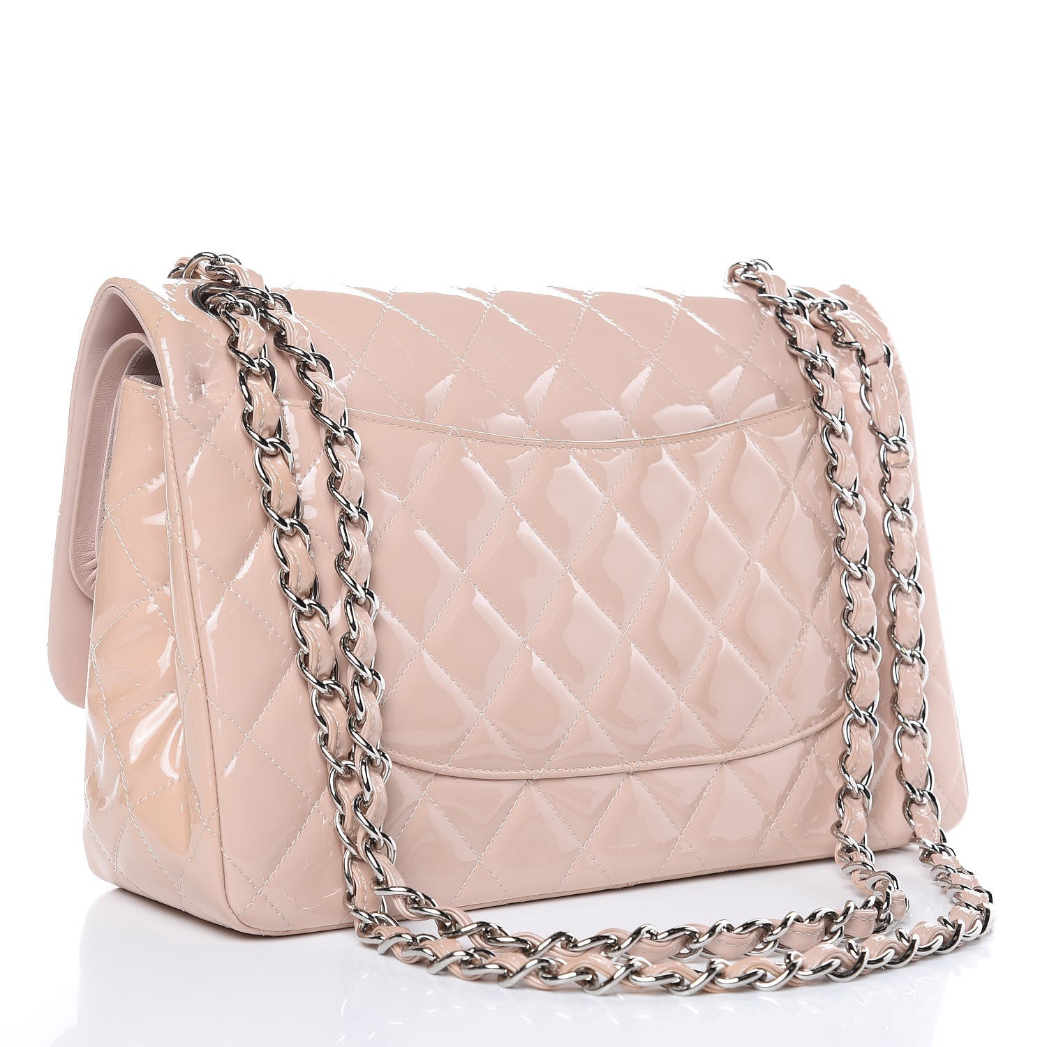 Chanel Patent Quilted Jumbo Double Flap Light Pink 3 of 15