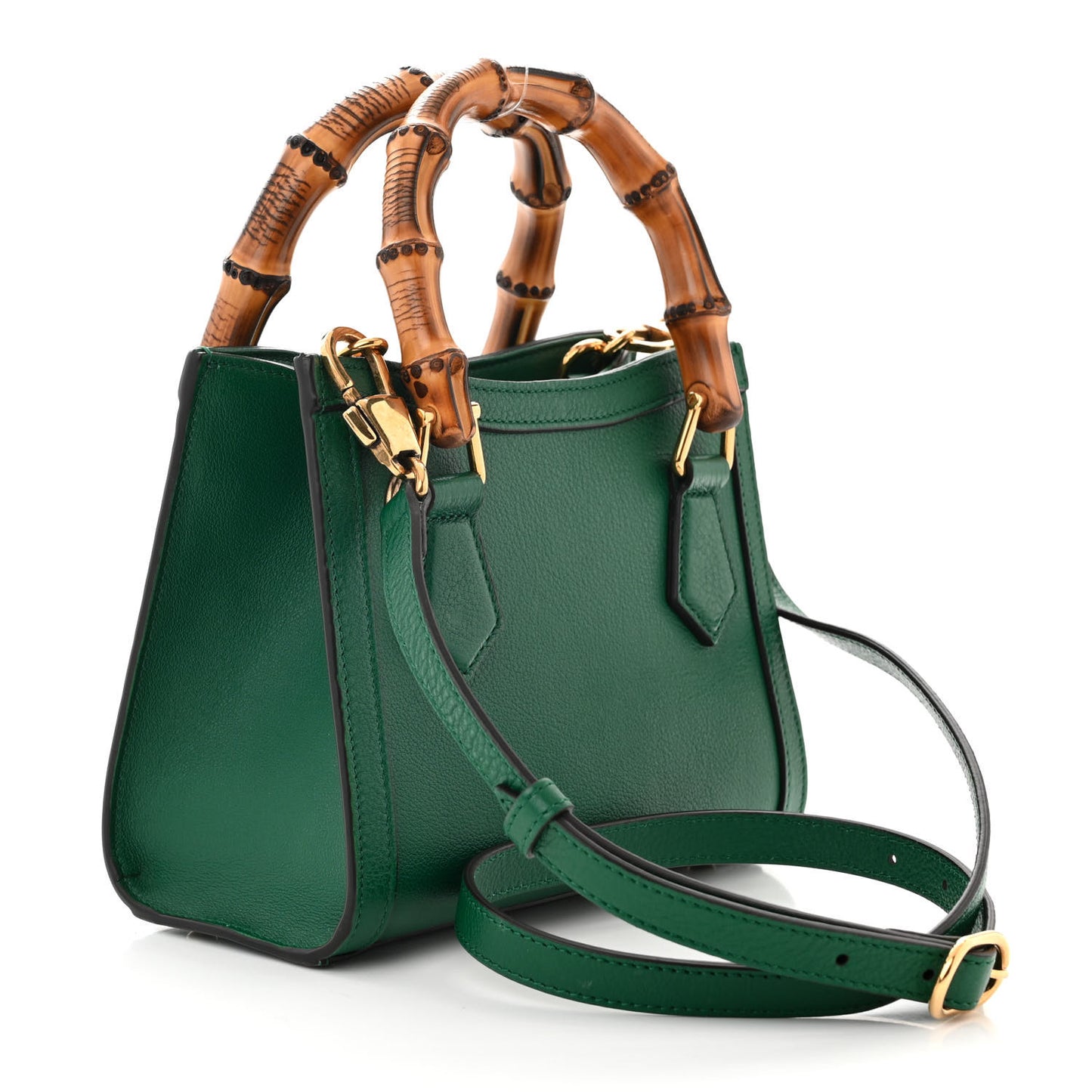 Wonka Grain Calfskin Mini Diana Tote Bag Green Yellow Fluo