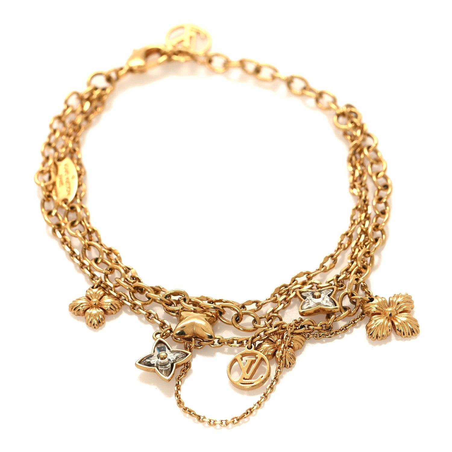 Louis Vuitton Metal Crystal Blooming Bracelet Gold 1 of 5