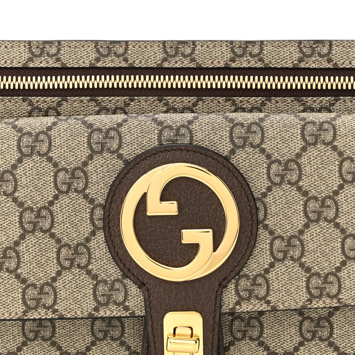 GG Supreme Monogram Textured Dollar Calfskin Blondie Belt Bag Beige Ebony New Acero