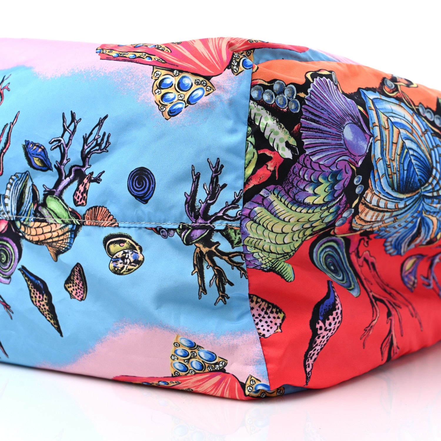 Versace Nylon Tresor De La Mer Print Shopper Tote White Multicolor 9 of 9