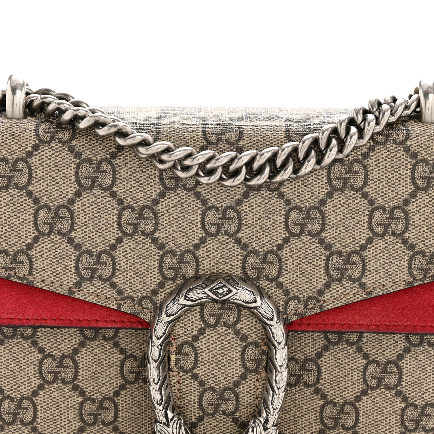 GG Supreme Monogram Mini Dionysus Shoulder Bag Hibiscus Red