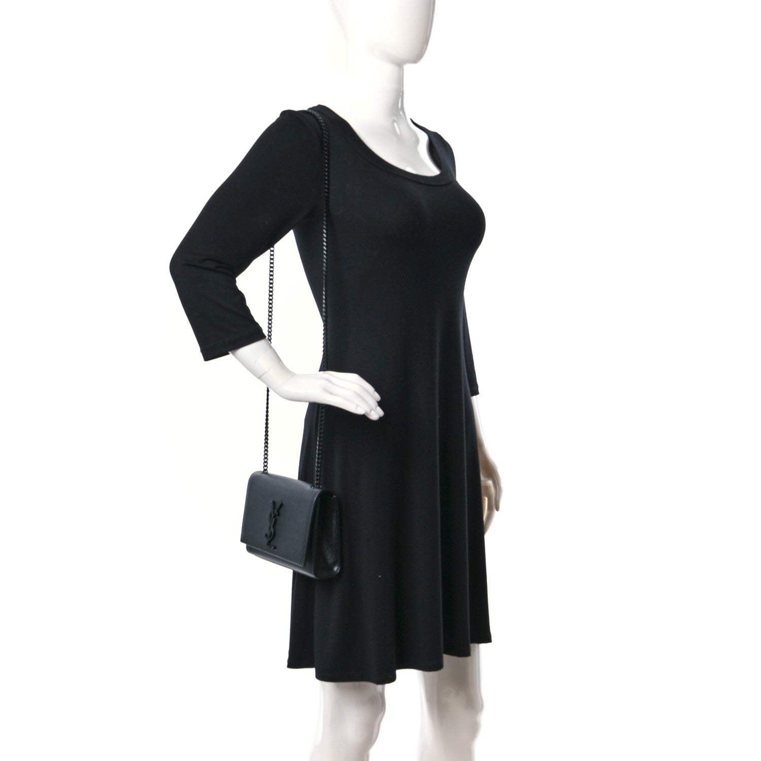 Saint Laurent Grain De Poudre Medium Classic Monogram Monochrome Kate Satchel Black 3 of 10