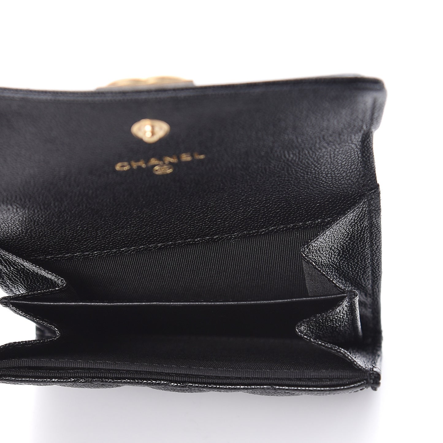 Caviar Quilted Boy Flap Card Holder Black