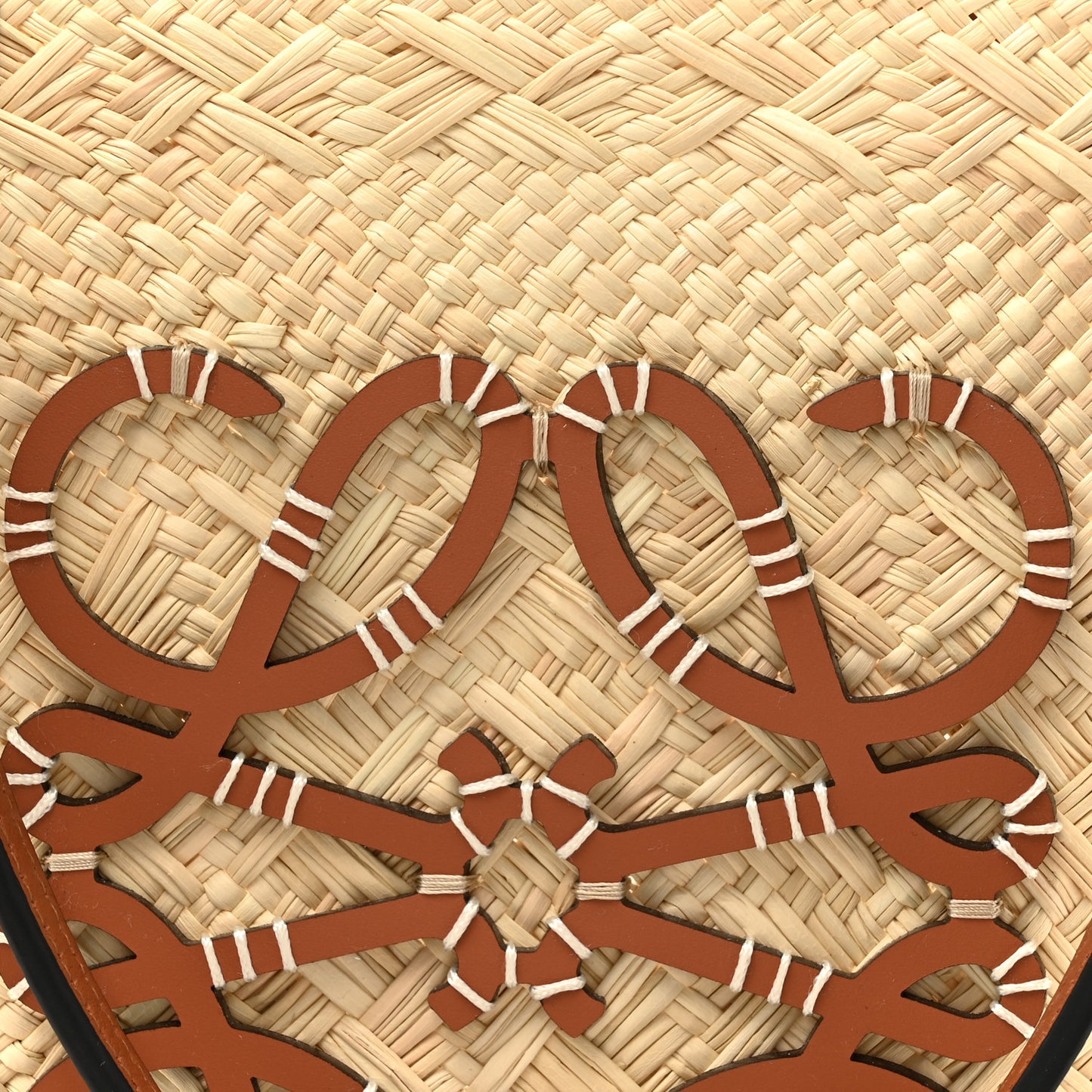 Calfskin Raffia Paulas Ibiza Medium Anagram Basket Tote Bag Natural Tan
