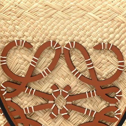 Loewe Calfskin Raffia Paulas Ibiza Medium Anagram Basket Tote Bag Natural Tan 8 of 10