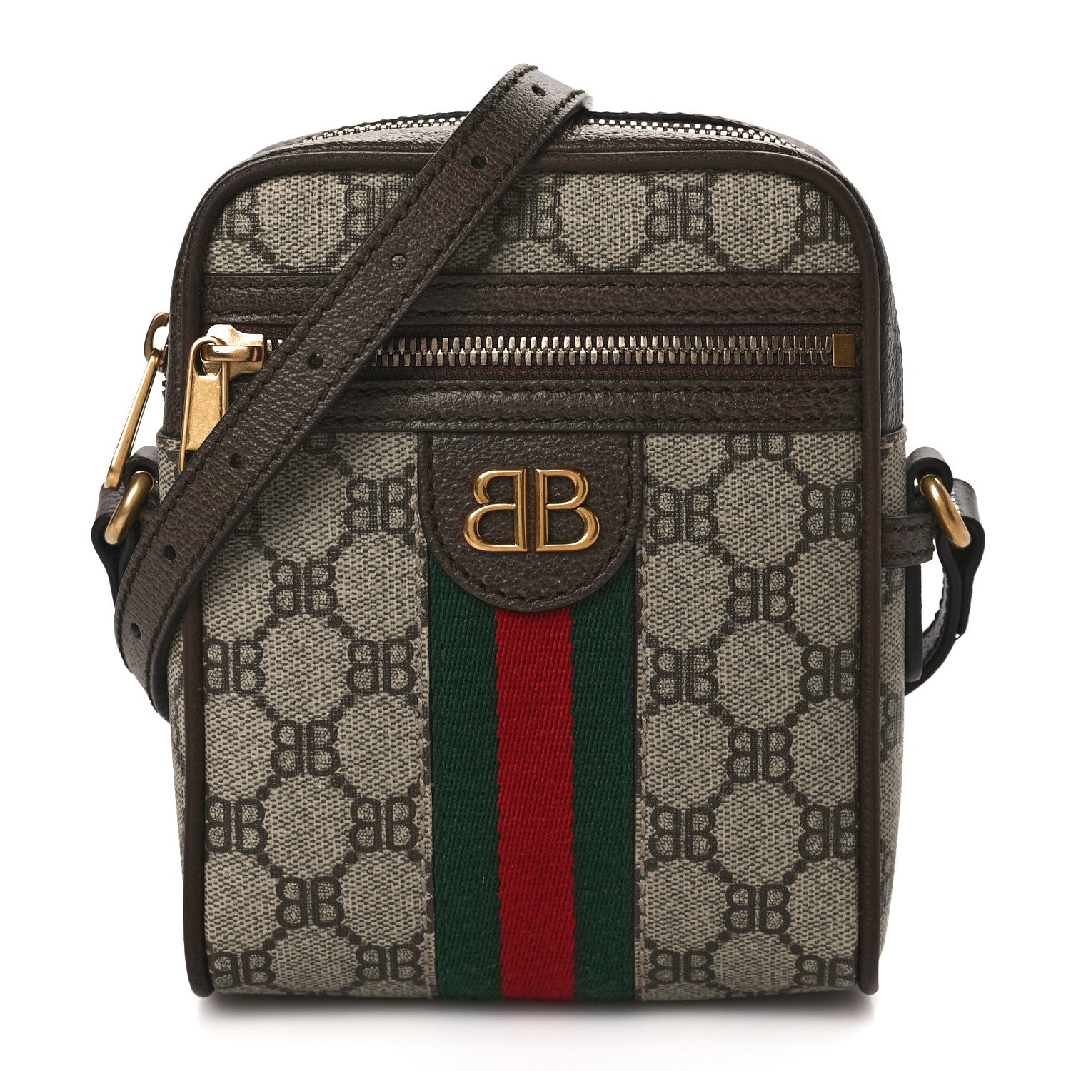 Gucci X BALENCIAGA Supreme Monogram Web Mini Ophidia Messenger Beige Ebony 1 of 10