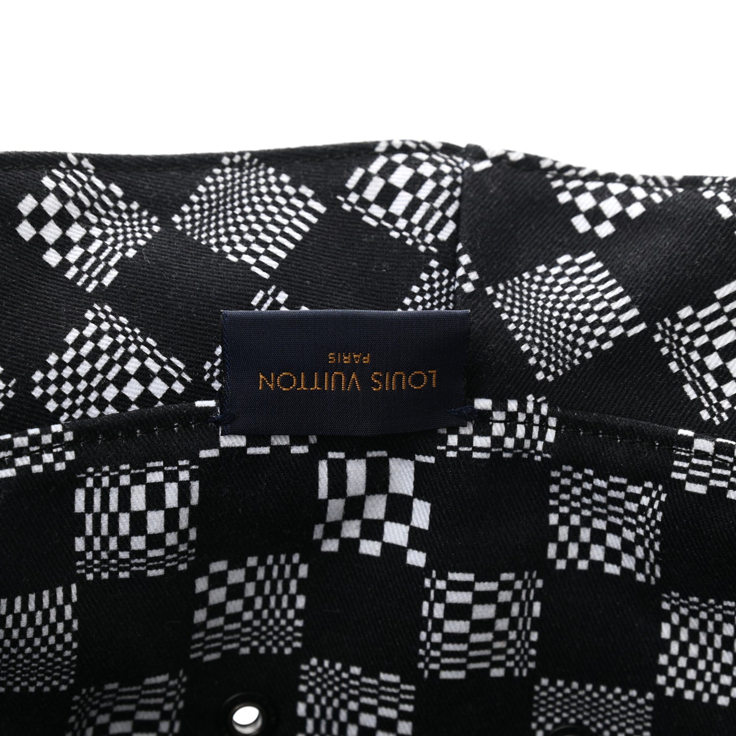 Cotton Damier Distorted Reversible Bucket Hat Black