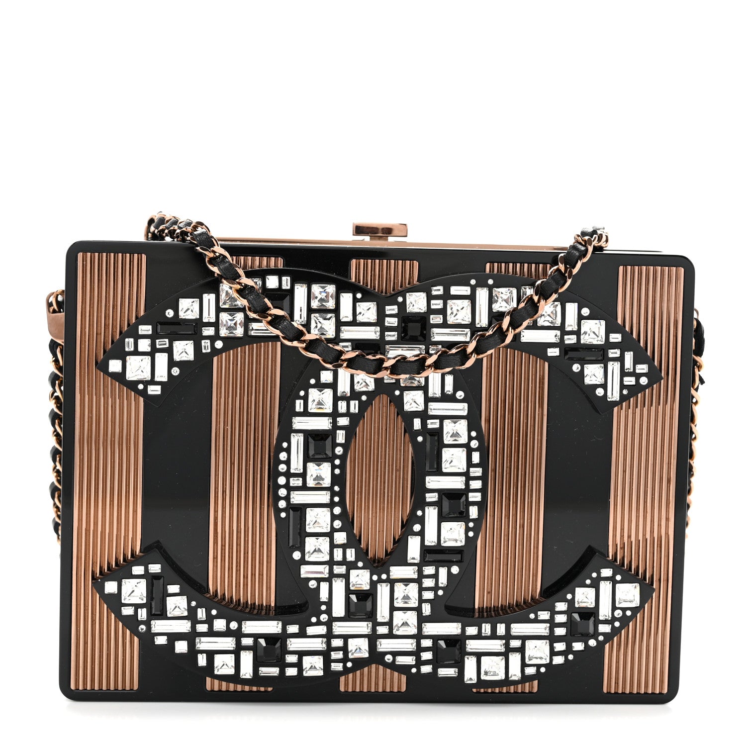 Chanel Plexiglass Crystal CC Minaudiere Clutch Black Copper 1 of 11