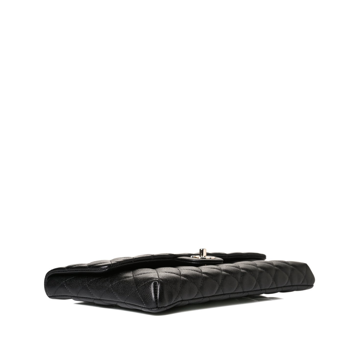 Caviar Quilted Flap Clutch Black