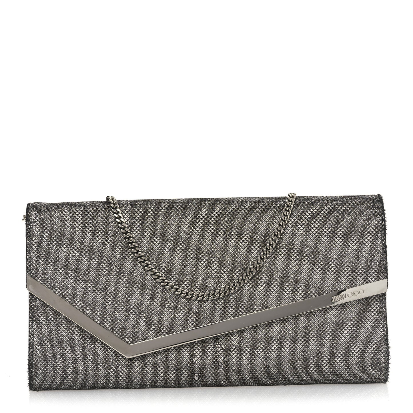 Glitter Fabric Erica Chain Clutch  Anthracite